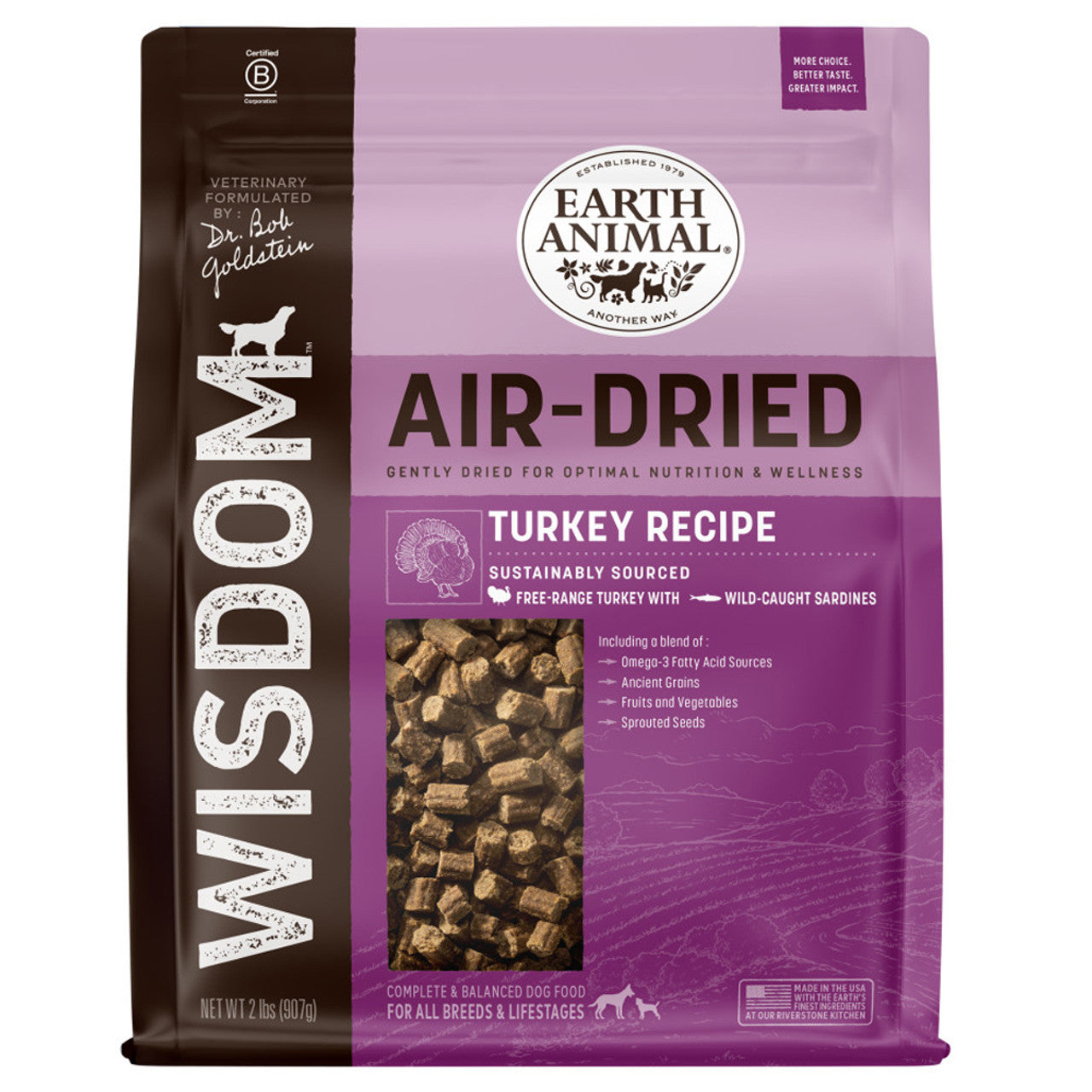Earth Animal Dr. Bob Goldstein’s Wisdom Air-Dried Turkey Recipe Dog Food 8lb
