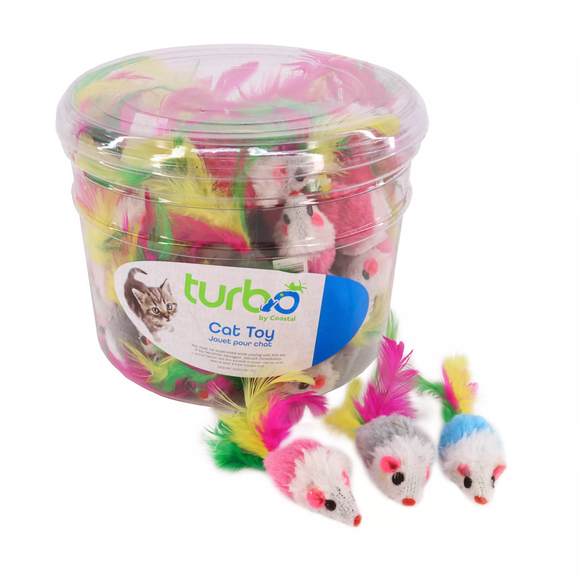 Coastal Pet Turbo Mouse with Feathers Bulk Cat Toy