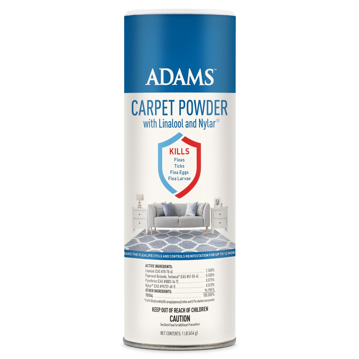 Adams Carpet Powder Flea with Linalool and Nylar 16oz