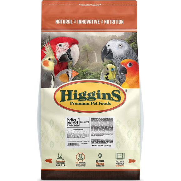 Higgins Premium Pet Foods Vita Seed Natural Blend for Parakeet, 25lb