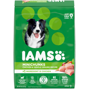 IAMS Adult Minichunks Small Kibble High Protein Dry Dog Food with Real Chicken  15 lb. Bag