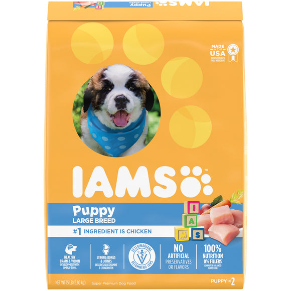 IAMS Smart Puppy Large Breed Dry Puppy Food with Real Chicken  15 lb. Bag