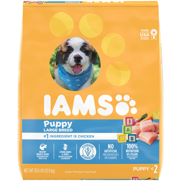 IAMS PROACTIVE HEALTH Smart Puppy Large Breed Dry Puppy Food with Real Chicken  30.6 lb. Bag