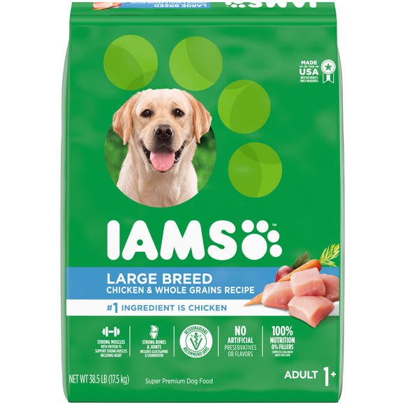 IAMS Adult High Protein Large Breed Dry Dog Food with Real Chicken  38.5 lb. Bag