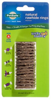 PetSafe Natural Rawhide Treat Ring Refills, Size A, Replacement Treats for PetSafe Busy Buddy Treat Ring Holding Toys