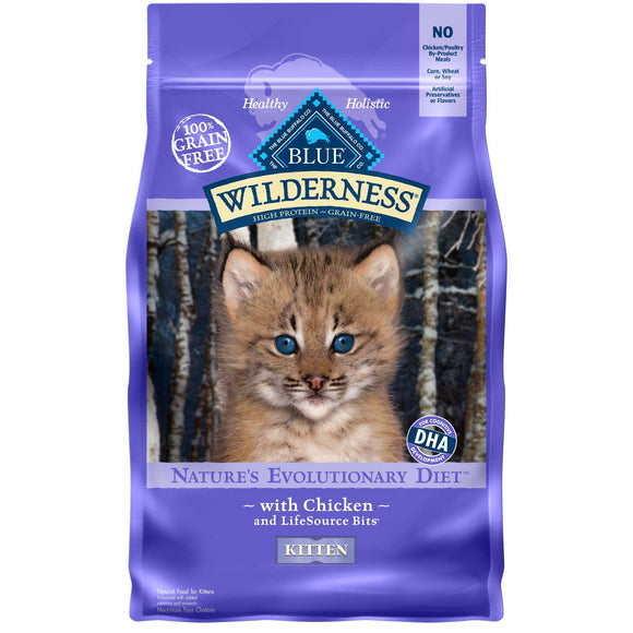 Blue Buffalo Wilderness High Protein Chicken Dry Cat Food for Kittens  Grain-Free  5 lb. Bag