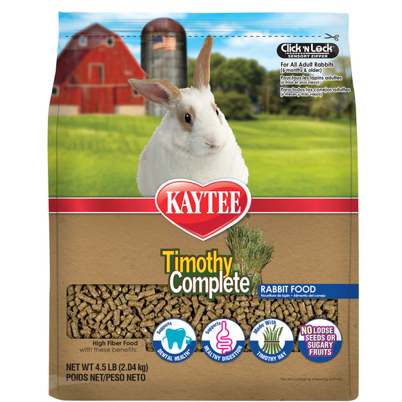 Kaytee Timothy Complete Alfalfa Free Fiber Diet Rabbit Food, 4.5 Lb