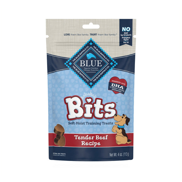 Blue Buffalo BLUE Bits Training Treats Beef Flavor Soft Treats for Dogs  Whole Grain  4 oz. Bag
