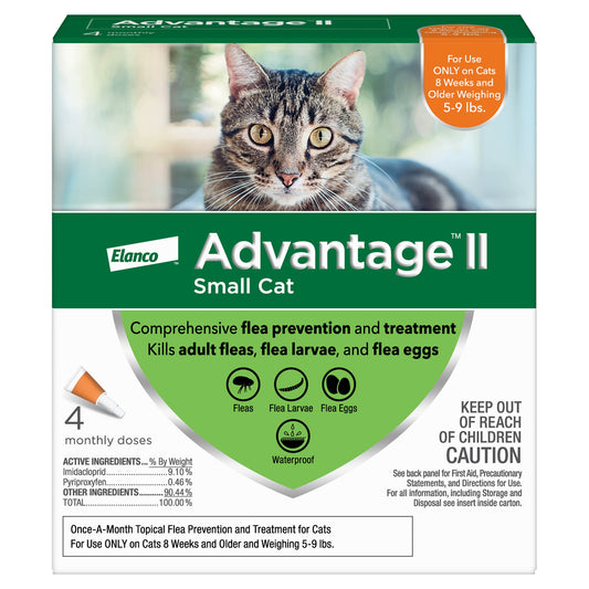 Advantage II Flea Prevention for Small Cats  4 Monthly Treatments