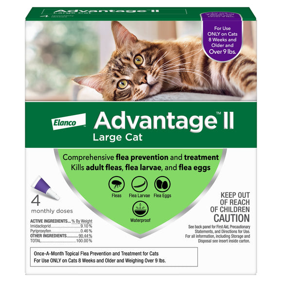 Advantage II Flea Prevention for Large Cats  4 Monthly Treatments