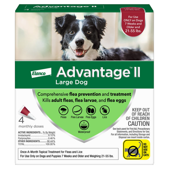 Advantage II Flea Prevention for Large Dogs, 4 Monthly Treatments