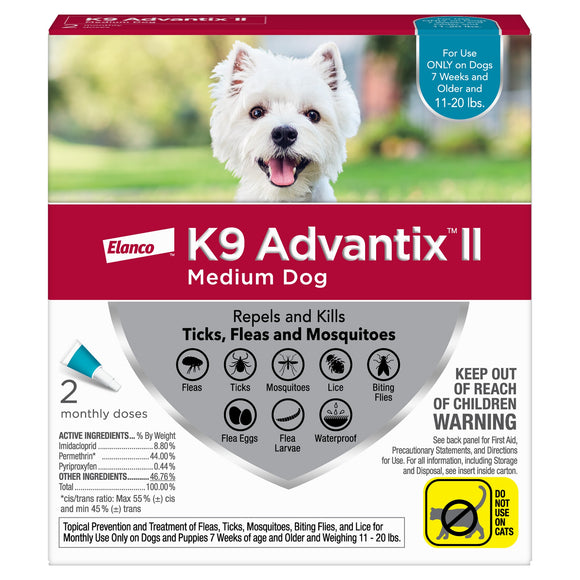 K9 Advantix II Flea and Tick Treatment for Medium Dogs  2-Pack