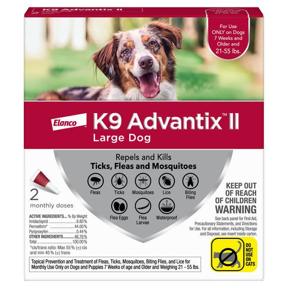 K9 Advantix II Flea and Tick Treatment for Large Dogs  2-Pack