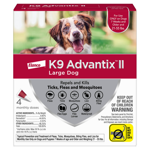 K9 Advantix II Flea and Tick Treatment for Large Dogs  4-Pack