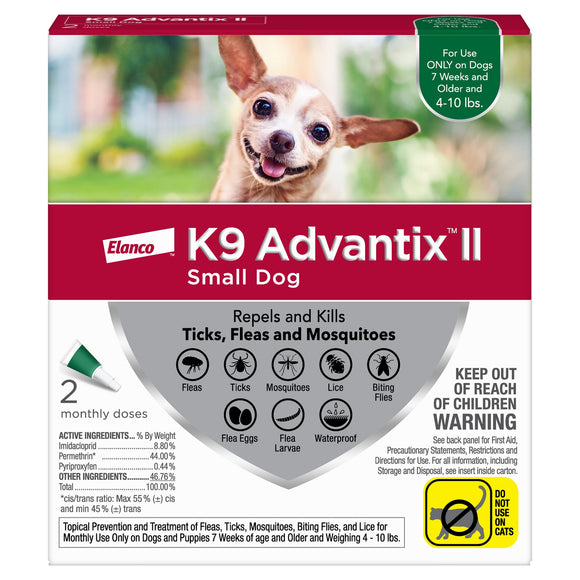K9 Advantix II Flea and Tick Treatment for Small Dogs  2-Pack