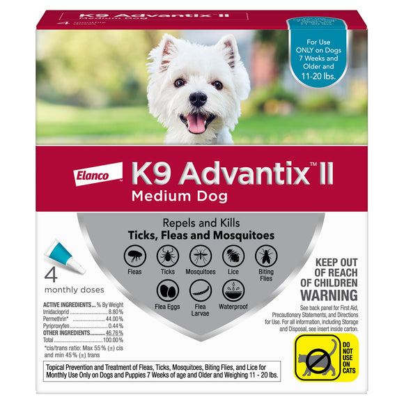 K9 Advantix II Flea and Tick Treatment for Medium Dogs  4-Pack