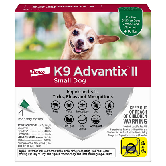 K9 Advantix II Flea and Tick Treatment for Small Dogs  4-Pack
