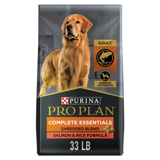 Purina Pro Plan High Protein Dog Food With Probiotics for Dogs  Shredded Blend Salmon & Rice Formula  33 lb. Bag