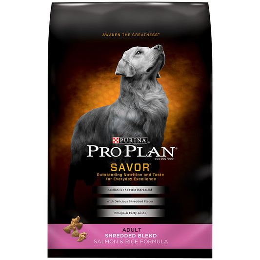 Purina Pro Plan High Protein Dog Food With Probiotics for Dogs  Shredded Blend Salmon & Rice Formula  17 lb. Bag
