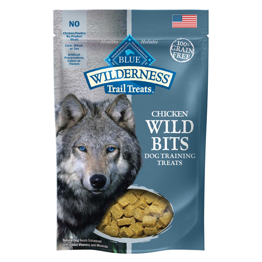 Blue Buffalo Wilderness Trail Treats Wild Bits High Protein Training Treats Chicken Flavor Soft Treats for Dogs  Grain-Free  4 oz. Bag
