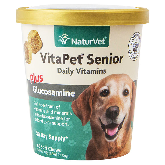 NaturVet Daily Senior + Glucosamine Vitamin for Dogs  60 Soft Chews