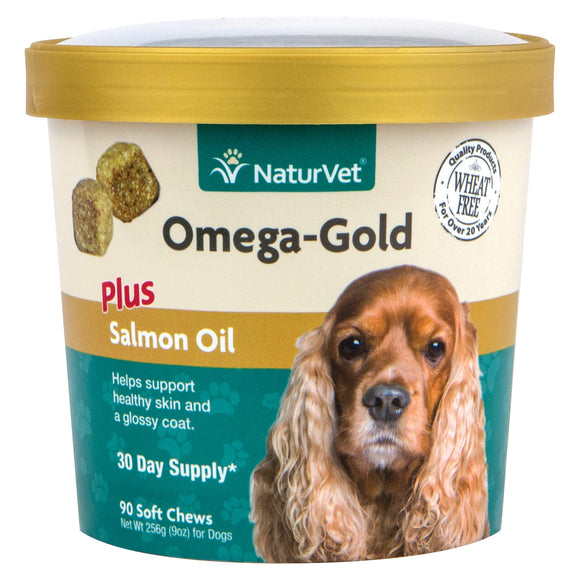 NaturVet Omega Gold Skin & Coat Supplement for Dogs  90 Soft Chews