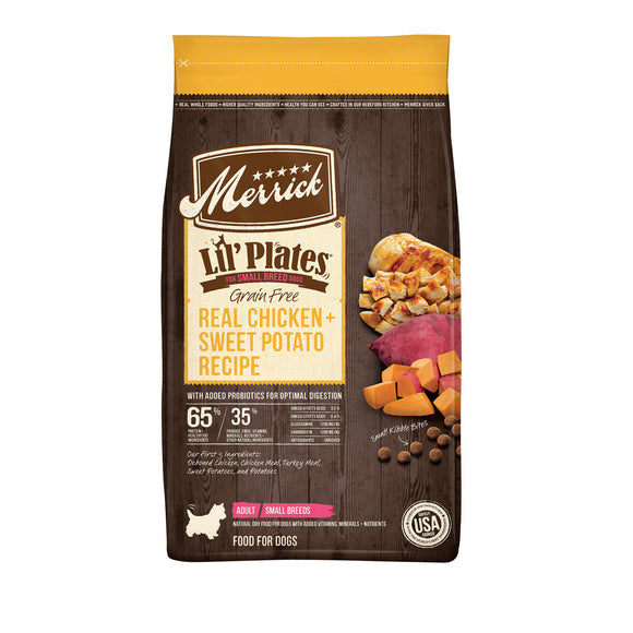 Merrick Lil' Plates Grain-Free Real Chicken + Sweet Potato Recipe Small Breed Dry Dog Food, 12 lb