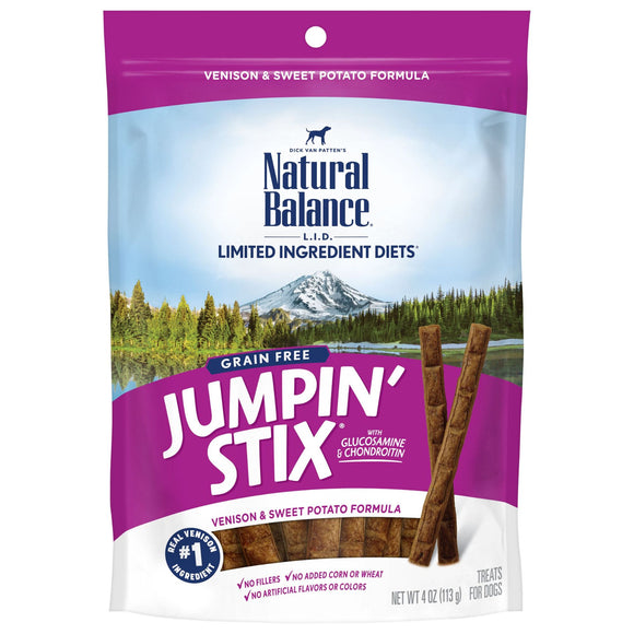 Natural Balance L.I.T. Limited Ingredient Treats Jumpin  Stix Venison & Sweet Potato Formula Dog Treats  4-Ounce