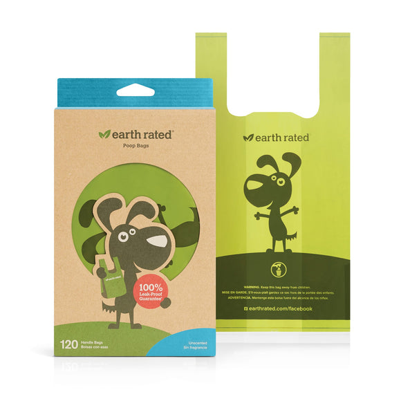 Earth Rated Dog Poop Bags with Handles Unscented 120ct