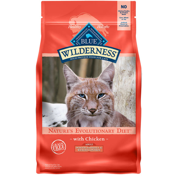 Blue Buffalo Wilderness Grain Free Indoor Hairball & Weight Control with Chicken Adult Premium Dry Cat Food - 5lbs