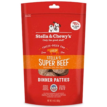 Stella & Chewy's Freeze-Dried Raw Stella's Super Beef Dinner Patties Grain-Free Dog Food, 5.5 oz. bag