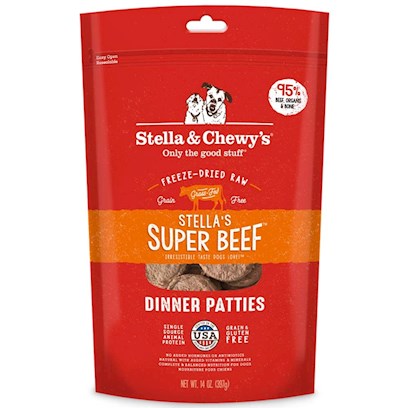 Stella & Chewy s Super Beef Dinner Patties Grain-Free Freeze-Dried Raw Dry Dog Food  15 oz.