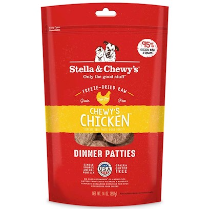 Stella & Chewy's Chicken Dinner Patties Grain-Free Freeze-Dried Dry Dog Food, 15 oz