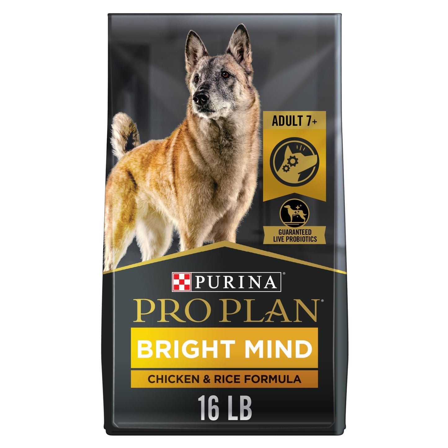 Purina Pro Plan Senior Adult 7+ Bright Mind Dry Dog Food, Chicken & Rice Formula, 16 lb. Bag