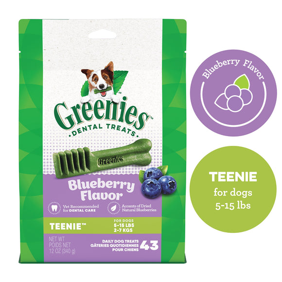 GREENIES TEENIE Natural Dog Dental Chews Blueberry Flavor  12 oz. Pack