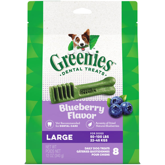 GREENIES Large Natural Dog Dental Chews Blueberry Flavor  12 oz. Pack