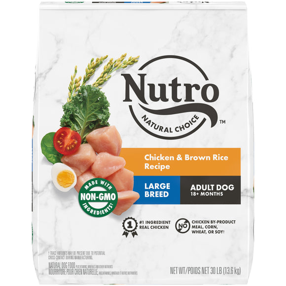 NUTRO NATURAL CHOICE Adult Large Breed Dry Dog Food  Chicken & Brown Rice Recipe Dog Kibble  30 lb. Bag