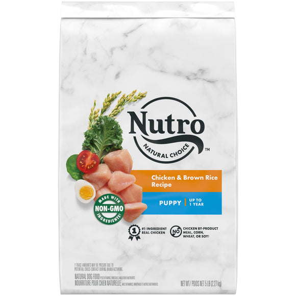 NUTRO NATURAL CHOICE Puppy Dry Dog Food  Chicken & Brown Rice Recipe Dog Kibble  5 lb. Bag