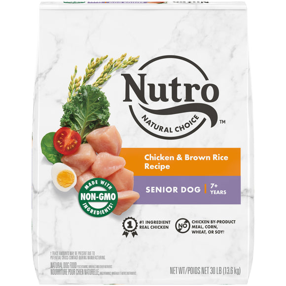 NUTRO NATURAL CHOICE Senior Dry Dog Food  Chicken & Brown Rice Recipe Dog Kibble  30 lb. Bag
