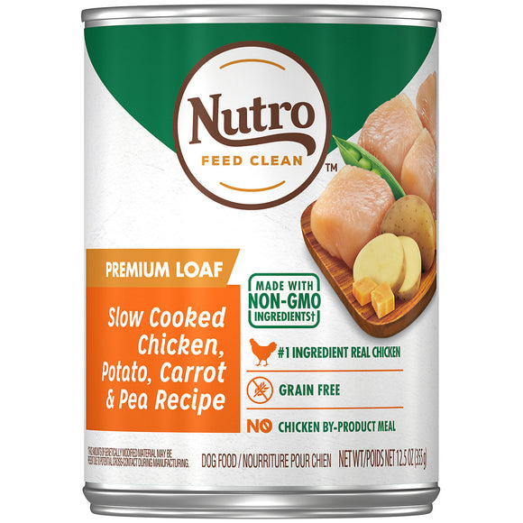 NUTRO PREMIUM LOAF Adult Canned Wet Dog Food Slow Cooked Chicken, Potato, Carrot & Pea Recipe, 12.5 oz. Can