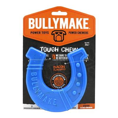 BullyMake Toss n' Treat Flavored Dog Chew Toy Horseshoe, Bacon