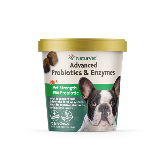 NaturVet Advanced Probiotics & Enzymes Supplement for Dogs  70 Soft Chews