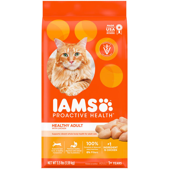 IAMS PROACTIVE HEALTH Healthy Adult Dry Cat Food with Chicken  3.5 lb. Bag