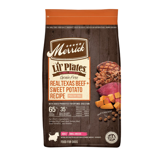 Merrick Lil' Plates Grain-Free Real Texas Beef + Sweet Potato Recipe Small Breed Dry Dog Food, 12 lb