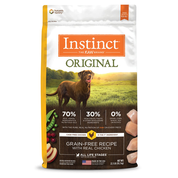 Instinct Original Grain-Free Recipe with Real Chicken Natural Dry Dog Food by Nature s Variety  22.5 lb. Bag