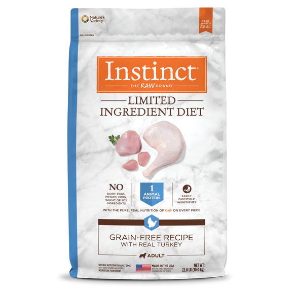 Instinct Limited Ingredient Diet Grain-Free Recipe with Real Turkey Natural Dry Dog Food by Nature s Variety  22 lb. Bag