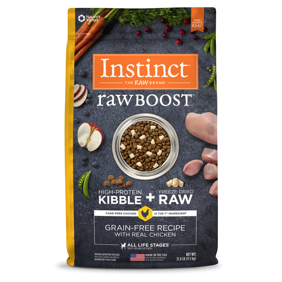 Instinct Raw Boost Grain-Free Recipe with Real Chicken Natural Dry Dog Food by Nature s Variety  21 lb. Bag