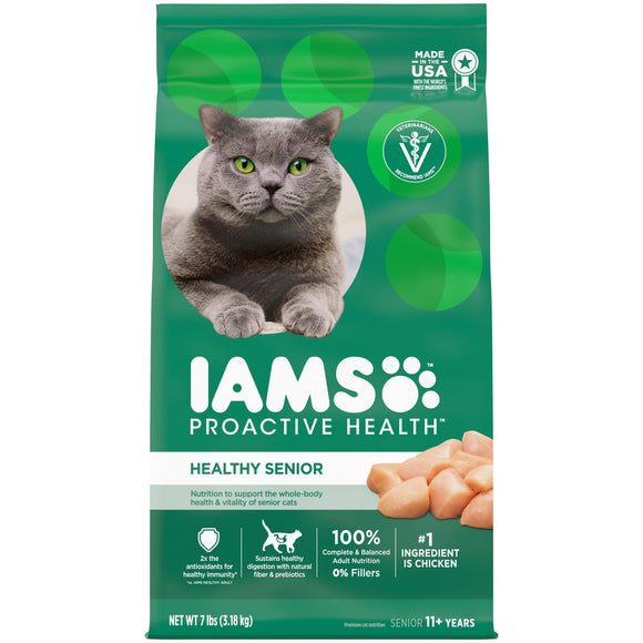 IAMS PROACTIVE HEALTH Healthy Senior Dry Cat Food with Chicken  7 lb. Bag