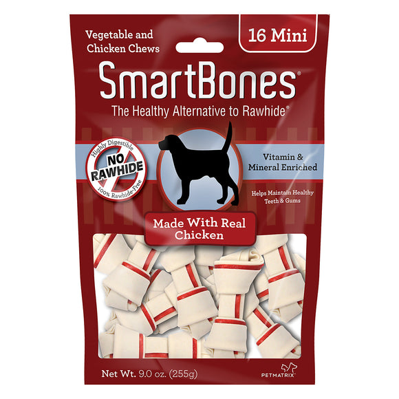 SmartBones Chicken Mini Bones for Dogs, Rawhide-Free 16 Pk