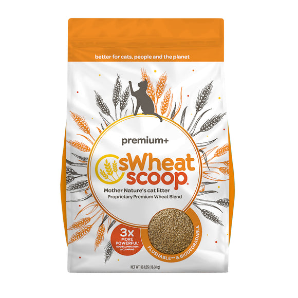 sWheat Scoop Premium+ Natural Clumping Wheat Cat Litter 36lb